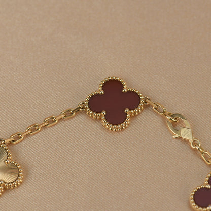 [Clover Jewelery]CLOVER  5 MOTIFS CARNELIAN GOLD BRACELET