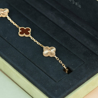 [Clover Jewelery]CLOVER  5 MOTIFS CARNELIAN GOLD BRACELET