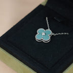 [Clover Jewelry]KLEE 15MM DIAMANT SVRES PORZELLAN HALSKETTE SILBER