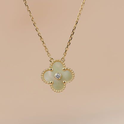 [Clover Jewelery]CLOVER 15MM DIAMOND GOLD MOTHER OF PEARL NECKLACE