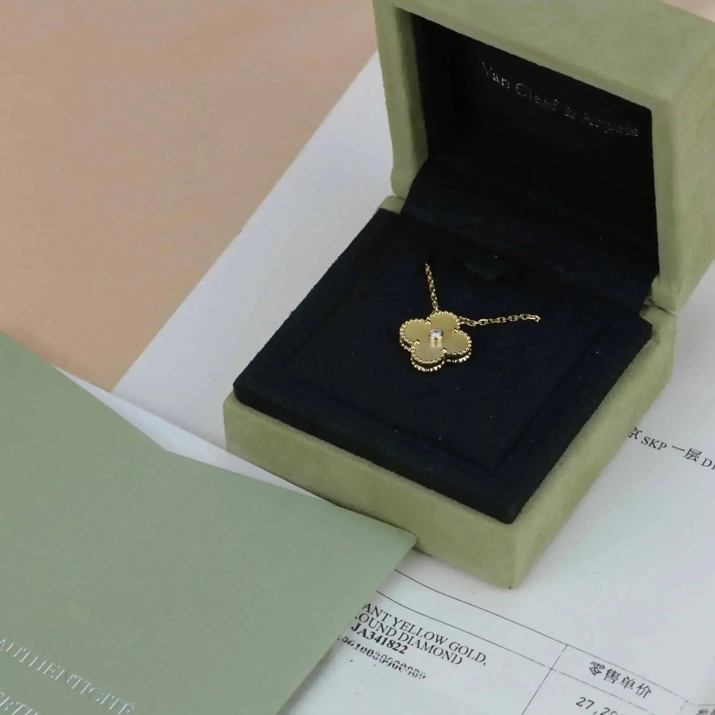 [Clover Jewelery]CLOVER 15MM DIAMOND GOLD MOTHER OF PEARL NECKLACE