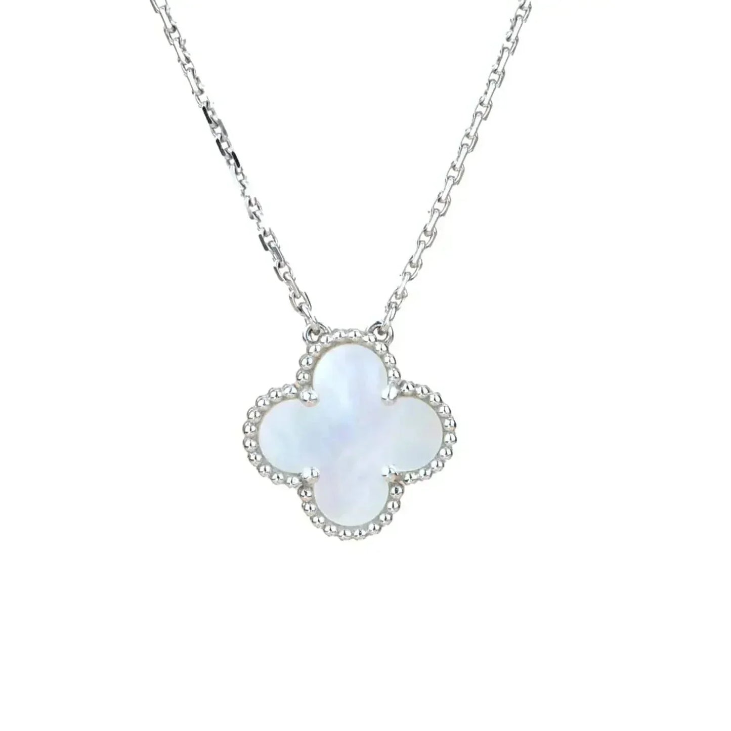 [Clover Jewelery]CLOVER  15MM WHITE MOTHER-OF-PEARL SILVER