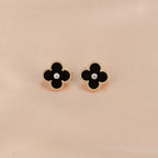 [Clover Jewelry]クローバー ミディアム 1 モチーフ オニキス ダイヤモンド ピアス