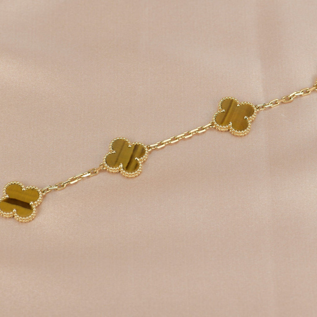 [Clover Jewelry]CLOVER  5 MOTIFS TIGER EYE BRACELET