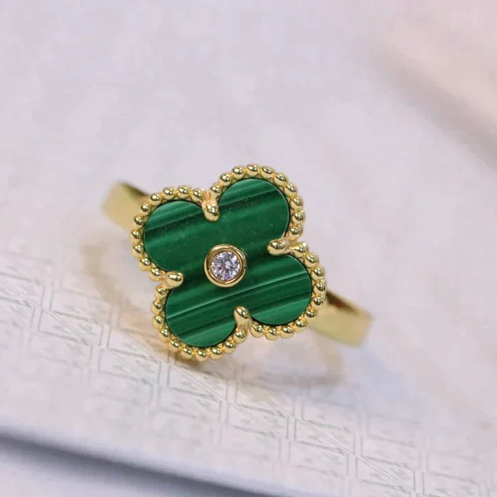 [Clover Jewelery]CLOVER MALACHITE RING GOLD DIAMOND