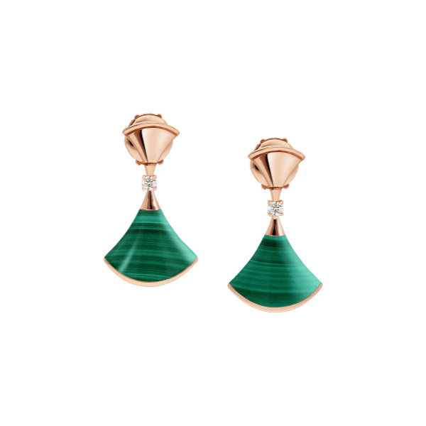 [Clover Jewelery]DREAM MALACHITE PINK GOLD EARRINGS