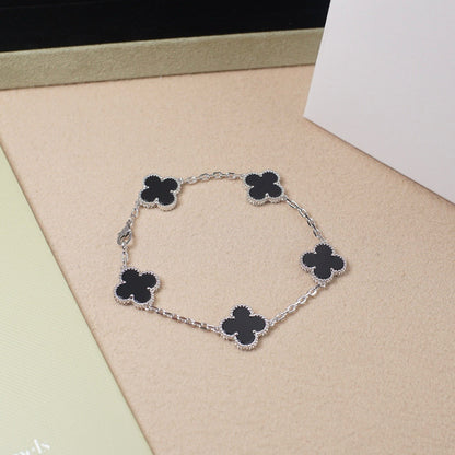 [Clover Jewelery]CLOVER 5 MOTIF ONYXS  BRACELET SILVER