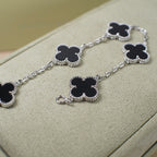 [CLOVER JEWELRY]クローバー 5モチーフ オニキス ブレスレット シルバー