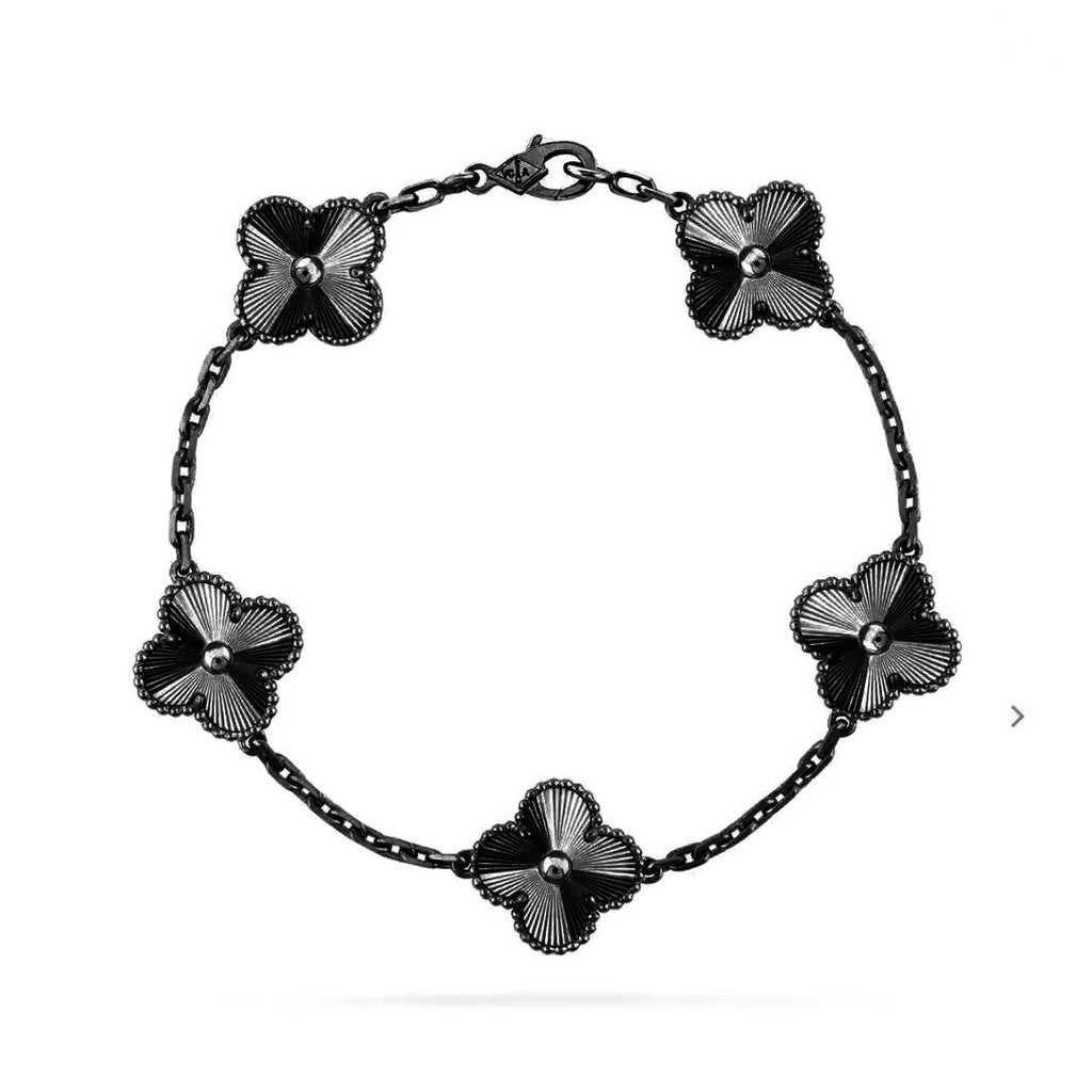 [Clover Jewelry]クローバー 5モチーフ ブラックブレスレット