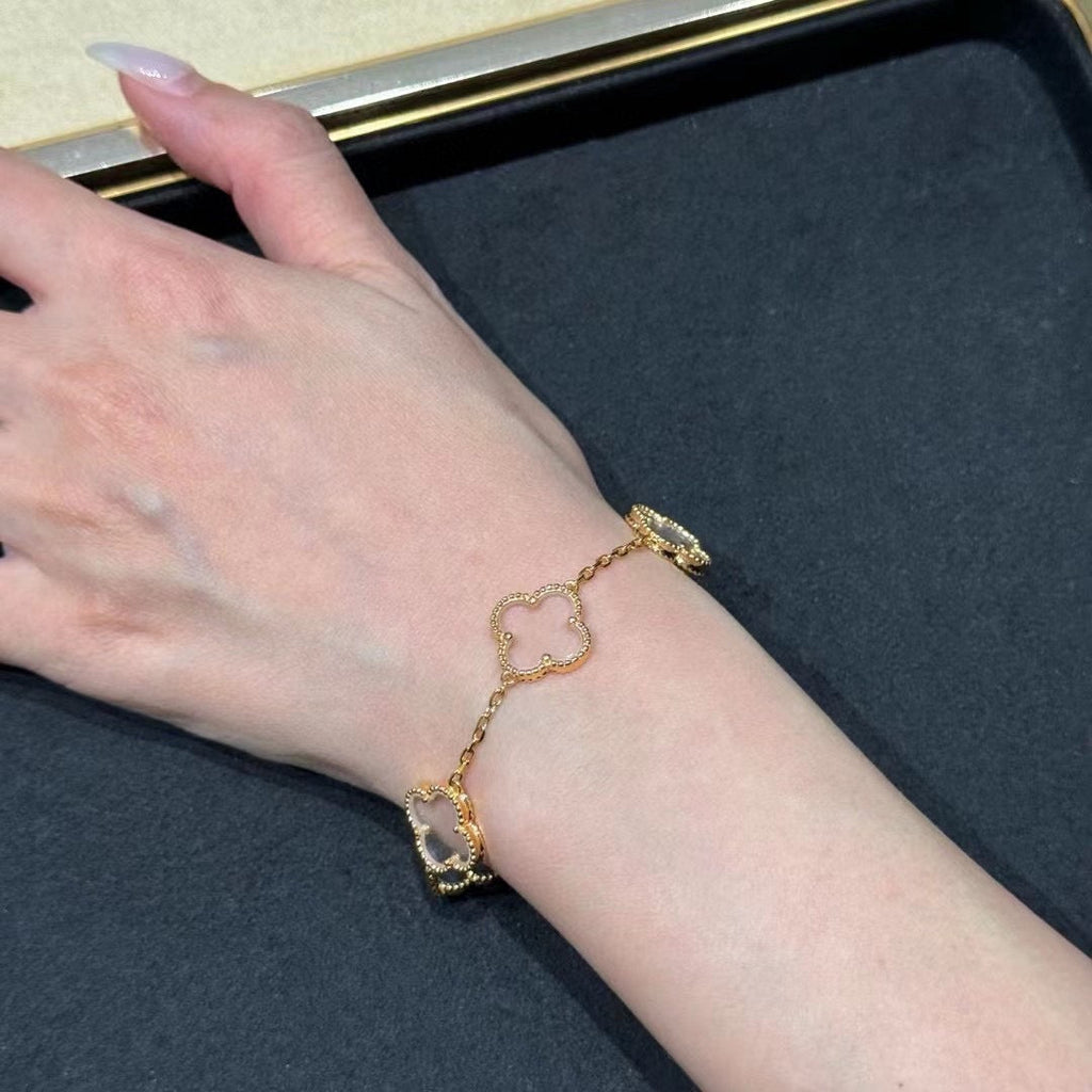 [Clover Schmuck]CLOVER 5 MOTIV BERGKRISTALL ROSÉGOLD-ARMBAND