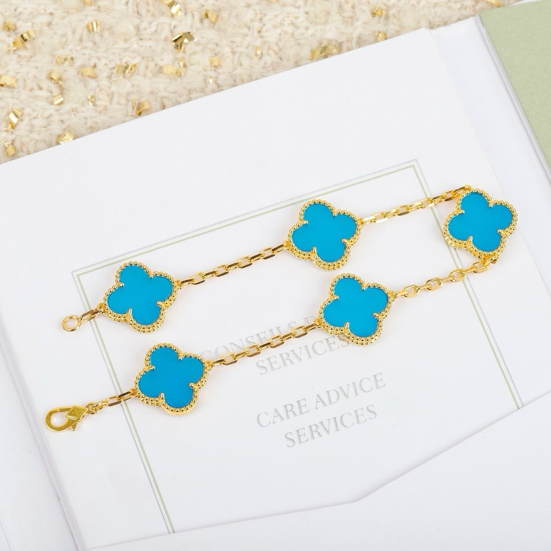 [Clover Jewelry]CLOVER 5 MOTIFS TURQUOISE BRACELET