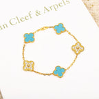 [Clover Jewelry]KLEE 5 MOTIV TÜRKIS DIAMANT GOLD ARMREIF