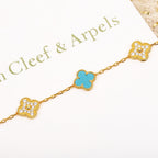[Clover Jewelry]KLEE 5 MOTIV TÜRKIS DIAMANT GOLD ARMREIF