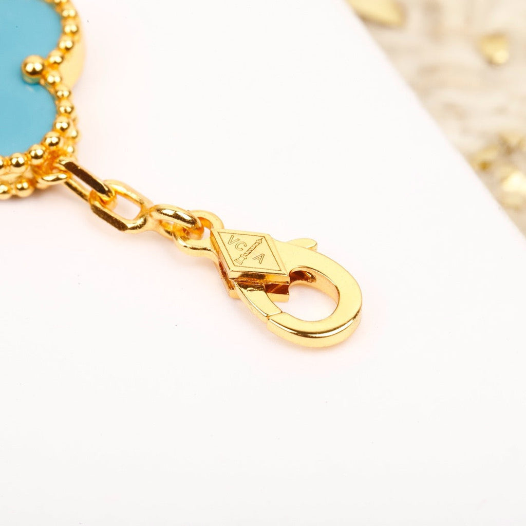 [Clover Jewelry]KLEE 5 MOTIV TÜRKIS DIAMANT GOLD ARMREIF