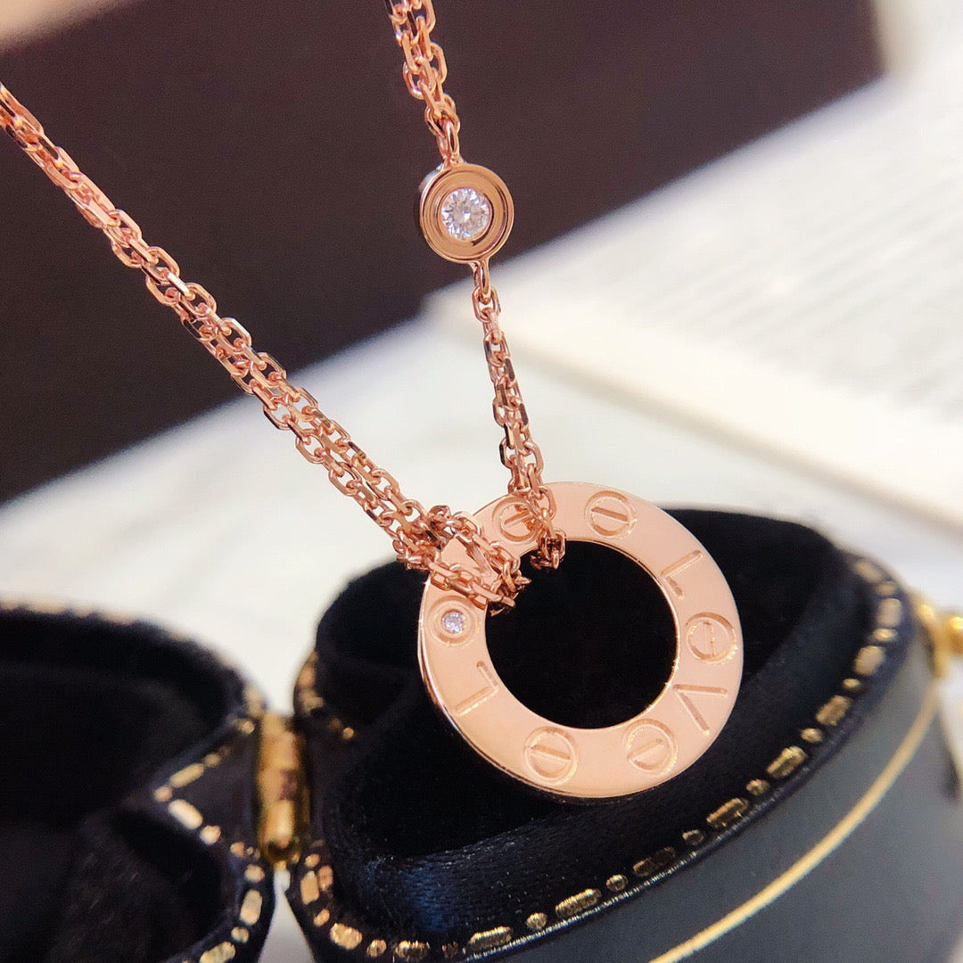 [Clover Jewelry]LOVE NECKLACE 16MM 2 DIAMONDS