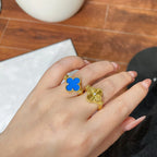 [Clover Jewelry]WENDEBARER BLAUER ACHATRING VON CLOVER