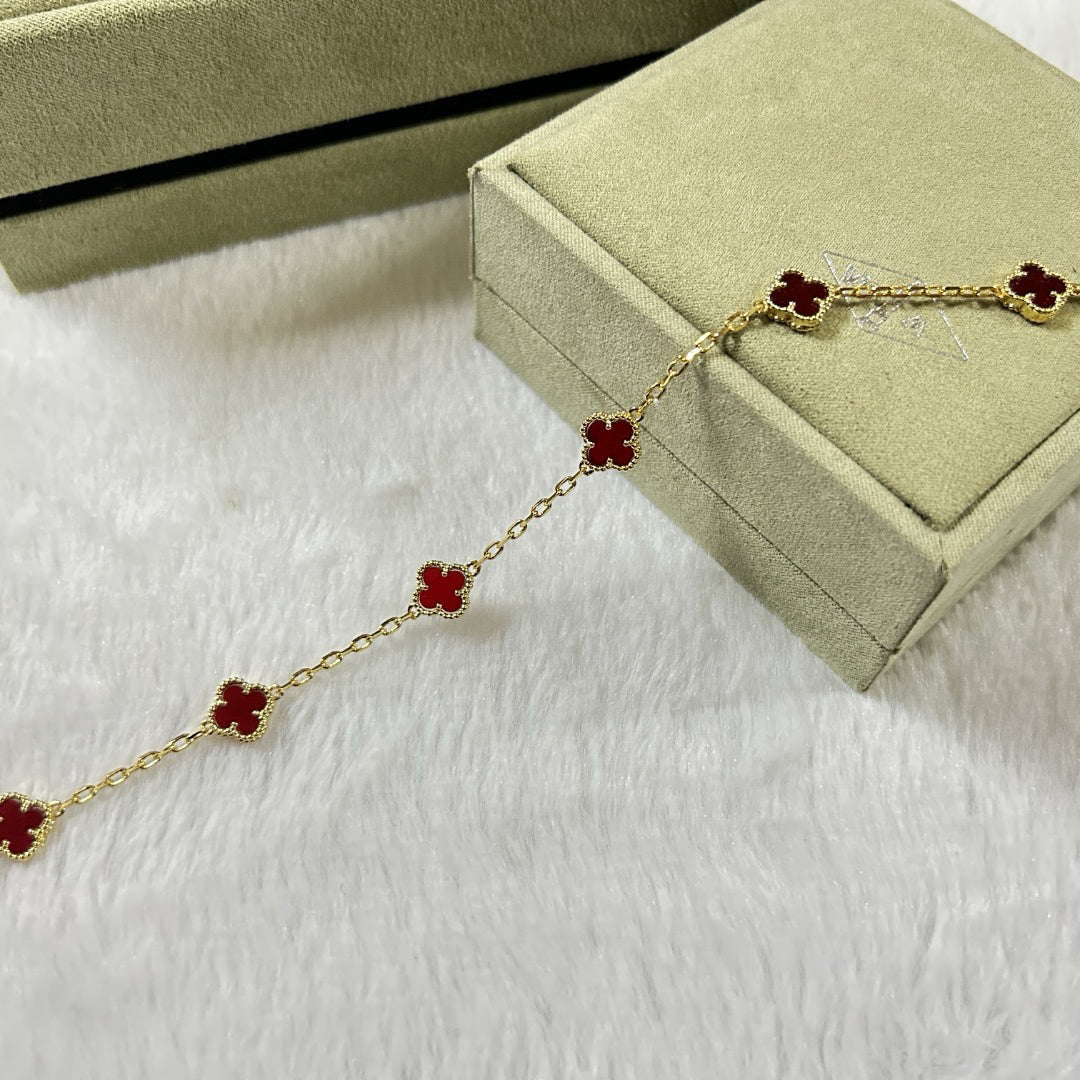 [Clover Jewelery]CLOVER 6 MOTIF RED AGATE BRACELET