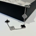 [Clover Jewelry]CLOVER 5 MOTIV ONYX DIAMANT ARMREIF SILBER