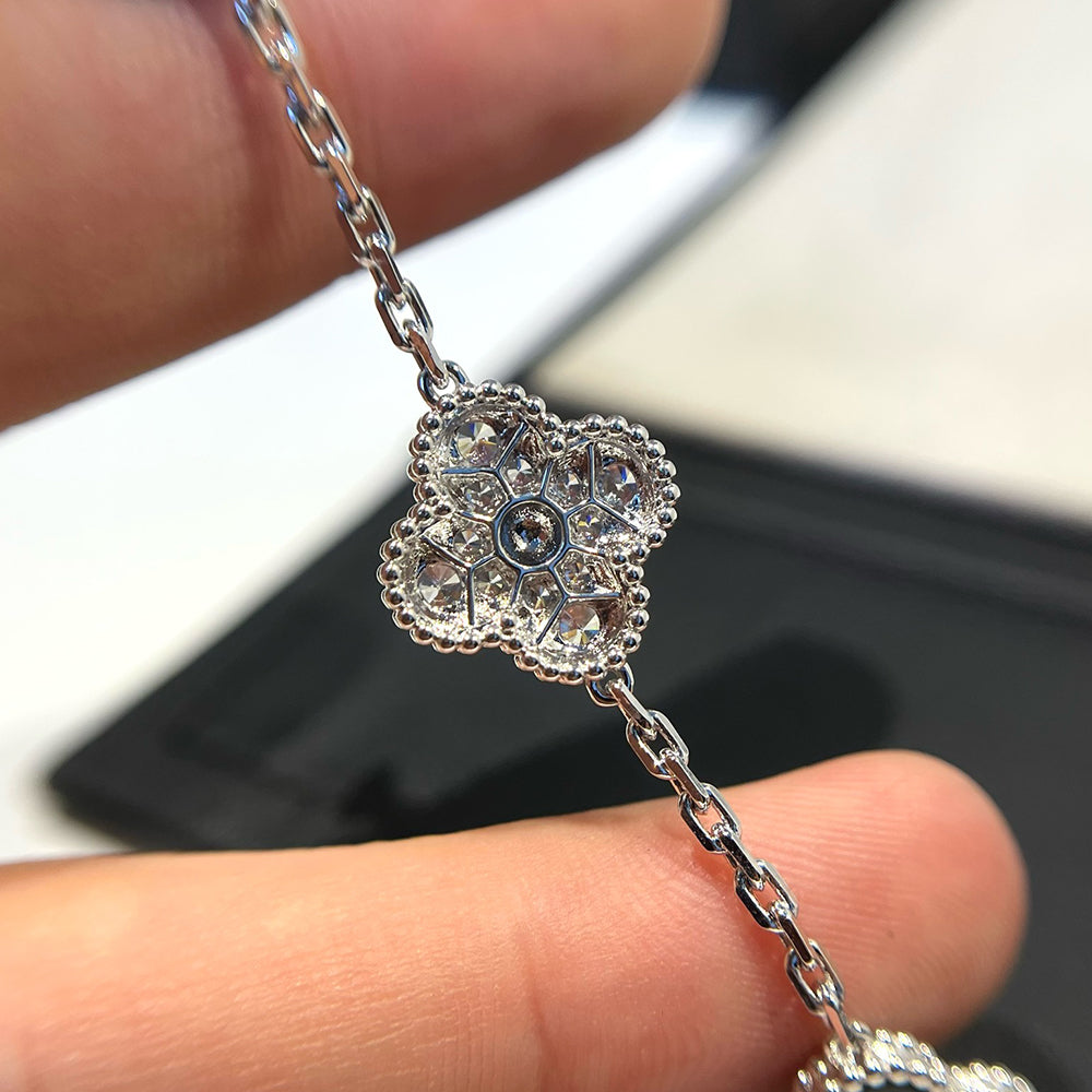 [Clover Jewelry]CLOVER 5 MOTIF ONYXS DIAMOND BRACELET SILVER