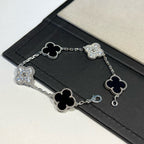 [Clover Jewelry]CLOVER 5 MOTIV ONYX DIAMANT ARMREIF SILBER