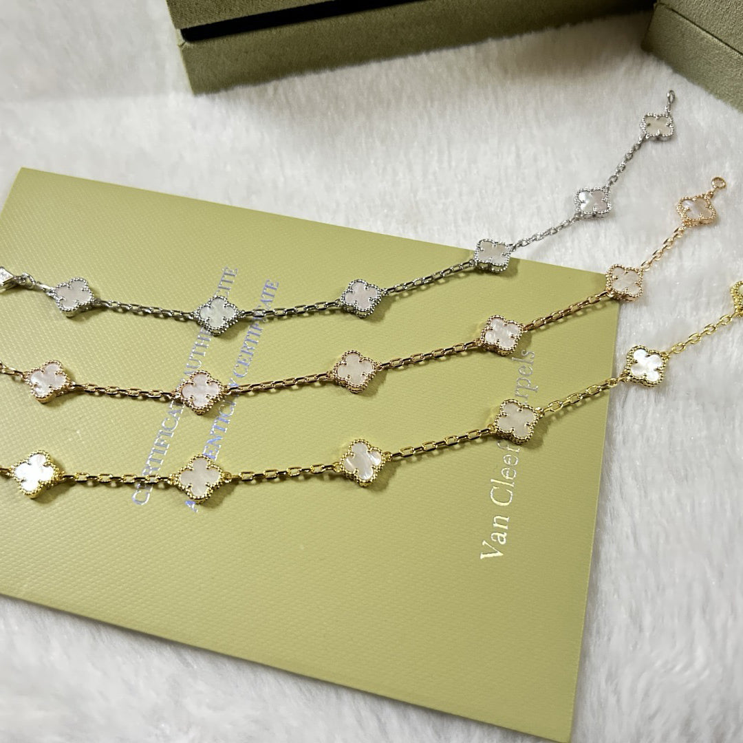 [Clover Jewelery]CLOVER 6 MOTIF WHITE MOP BRACELET