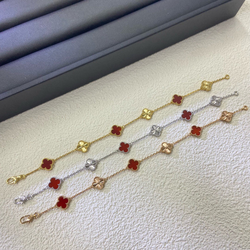 [Clover Jewelry]CLOVER 6 モチーフ レッドアゲート レーザーブレスレット
