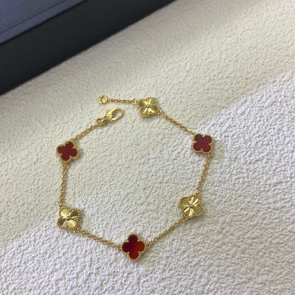 [Clover Jewelery]CLOVER 6 MOTIF RED AGATE LASER BRACELET
