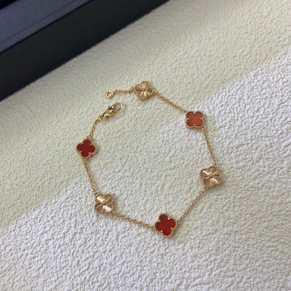 [Clover Jewelery]CLOVER 6 MOTIF RED AGATE LASER BRACELET