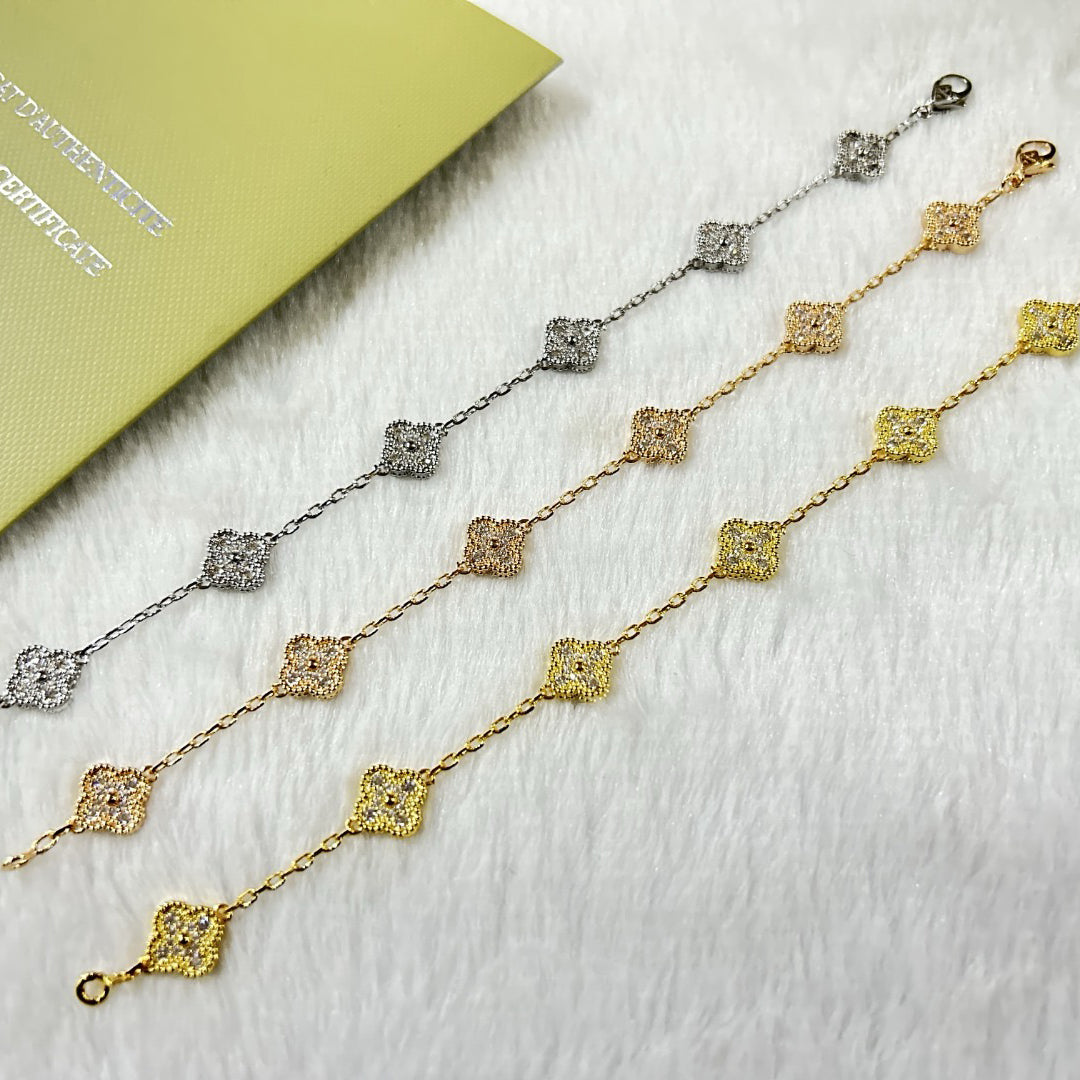 [Clover Jewelry]クローバー 6モチーフ ダイヤモンドブレスレット