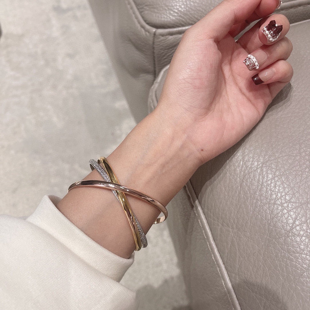 [Clover Jewelry]TRINITY TRICOLORED GOLD THREE-RING BRACELET