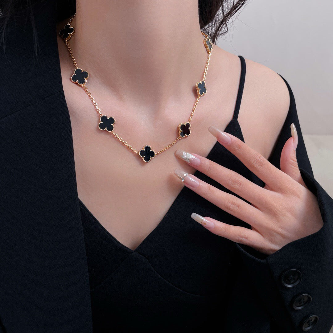 [Clover Jewelery]CLOVERS THE 10-MOTIFS ONYX NECKLACE