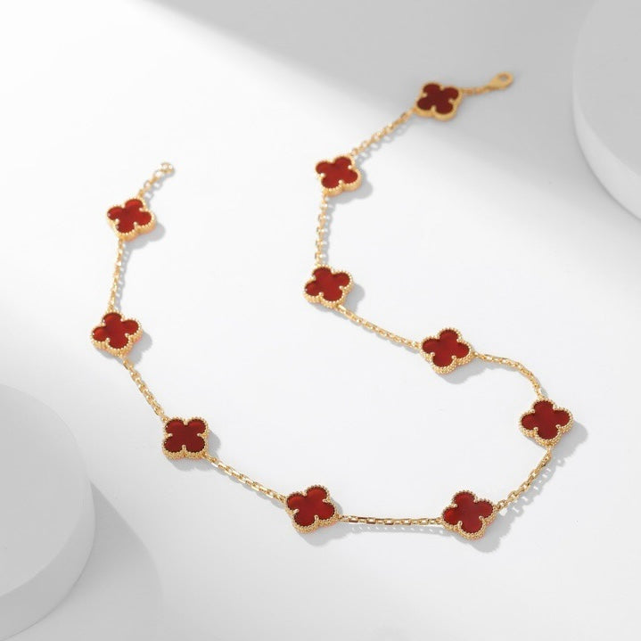 [Clover Jewelery]CLOVERS THE  10-MOTIFS CARNELIAN NECKLACE