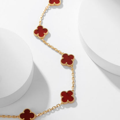 [Clover Jewelery]CLOVERS THE  10-MOTIFS CARNELIAN NECKLACE