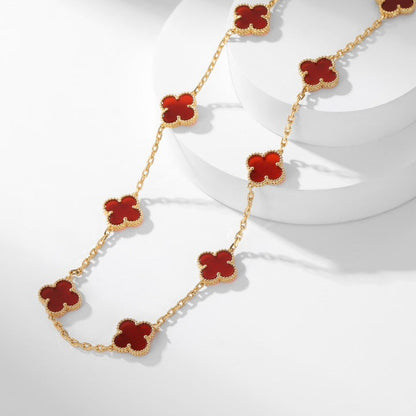 [Clover Jewelery]CLOVERS THE  10-MOTIFS CARNELIAN NECKLACE