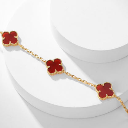 [Clover Jewelery]CLOVERS THE  10-MOTIFS CARNELIAN NECKLACE