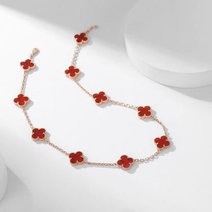 [Clover Jewelery]CLOVERS THE  10-MOTIFS CARNELIAN NECKLACE