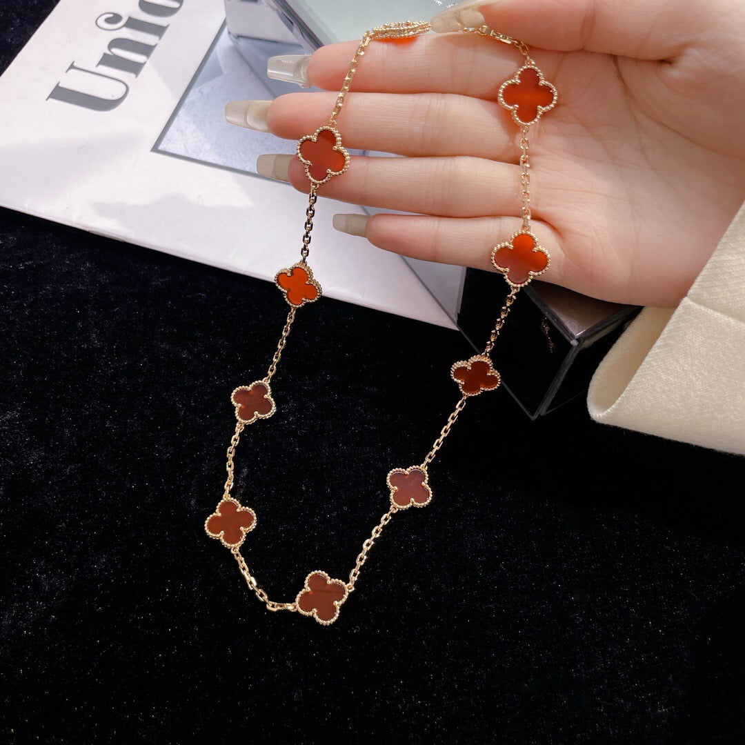 [Clover Jewelery]CLOVERS THE  10-MOTIFS CARNELIAN NECKLACE