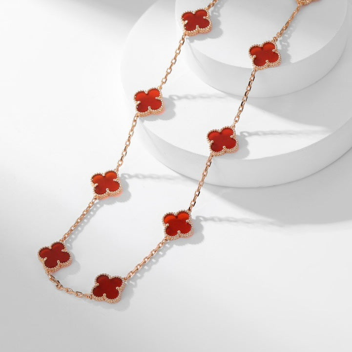 [Clover Jewelery]CLOVERS THE  10-MOTIFS CARNELIAN NECKLACE