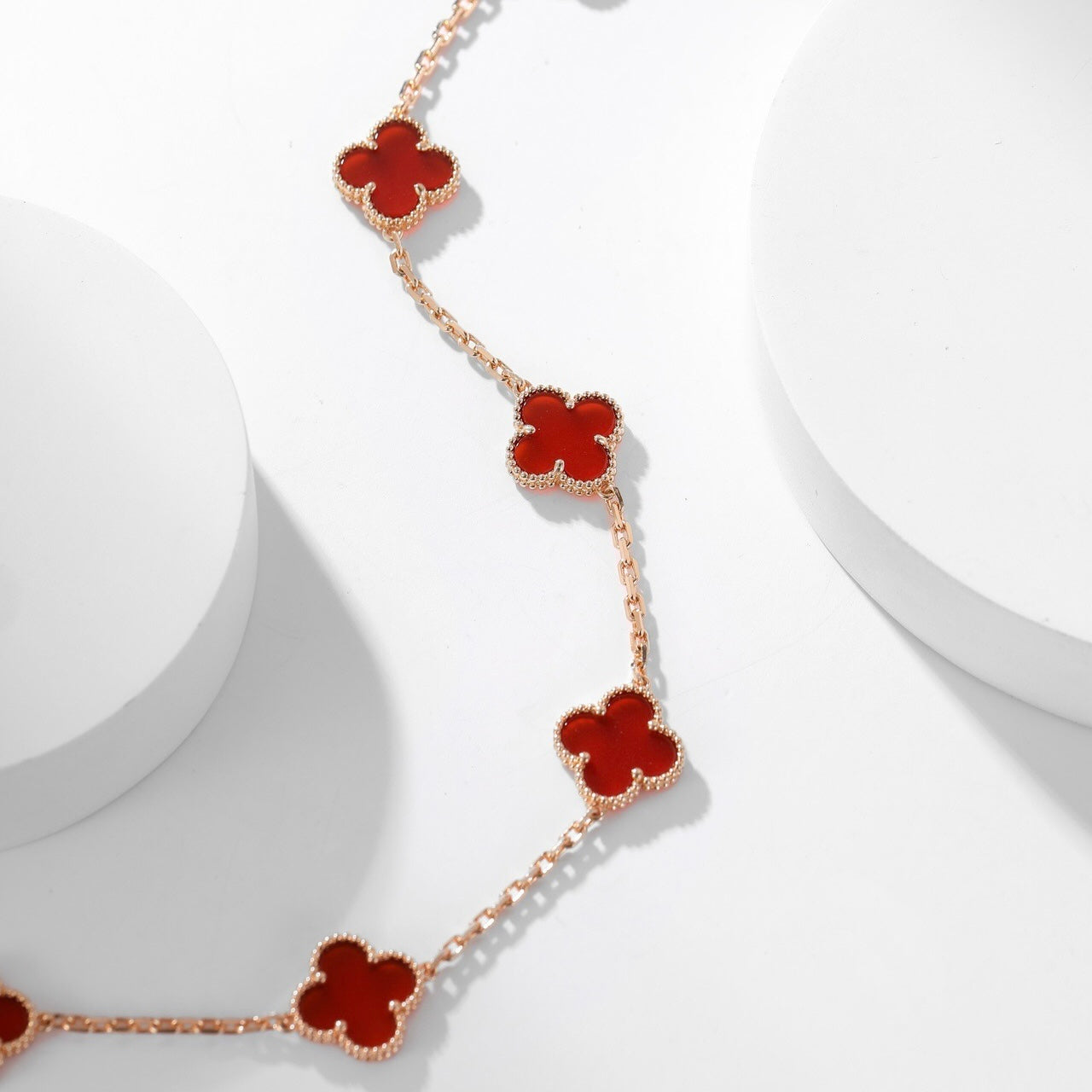 [Clover Jewelery]CLOVERS THE  10-MOTIFS CARNELIAN NECKLACE