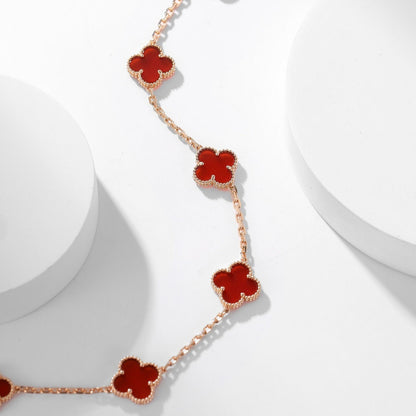 [Clover Jewelery]CLOVERS THE  10-MOTIFS CARNELIAN NECKLACE