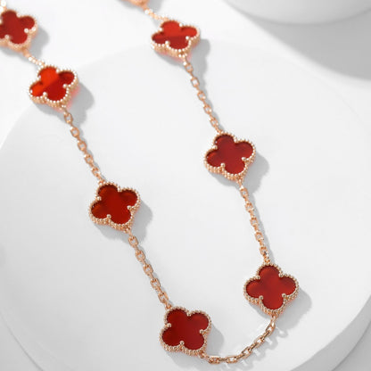 [Clover Jewelery]CLOVERS THE  10-MOTIFS CARNELIAN NECKLACE