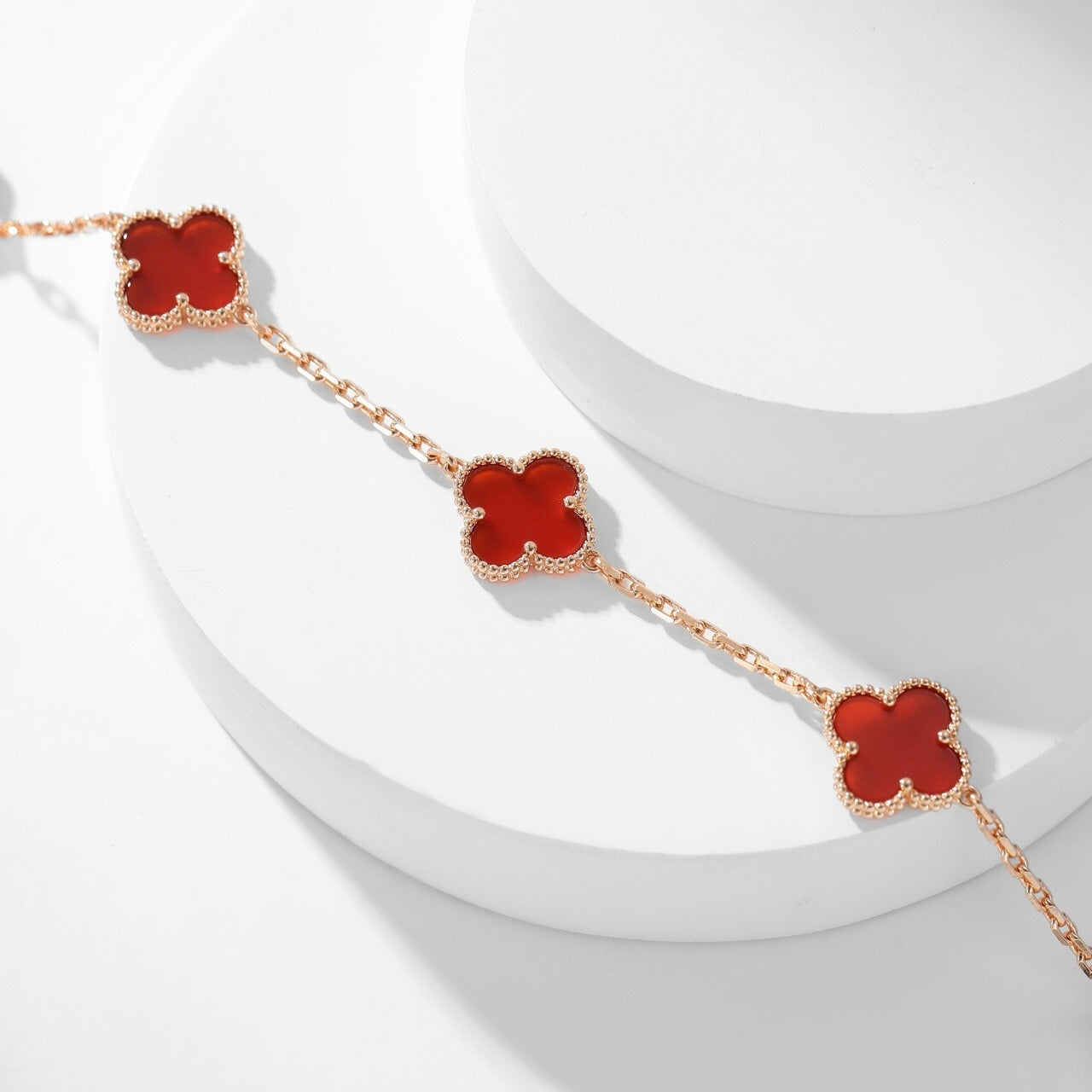 [Clover Jewelery]CLOVERS THE  10-MOTIFS CARNELIAN NECKLACE