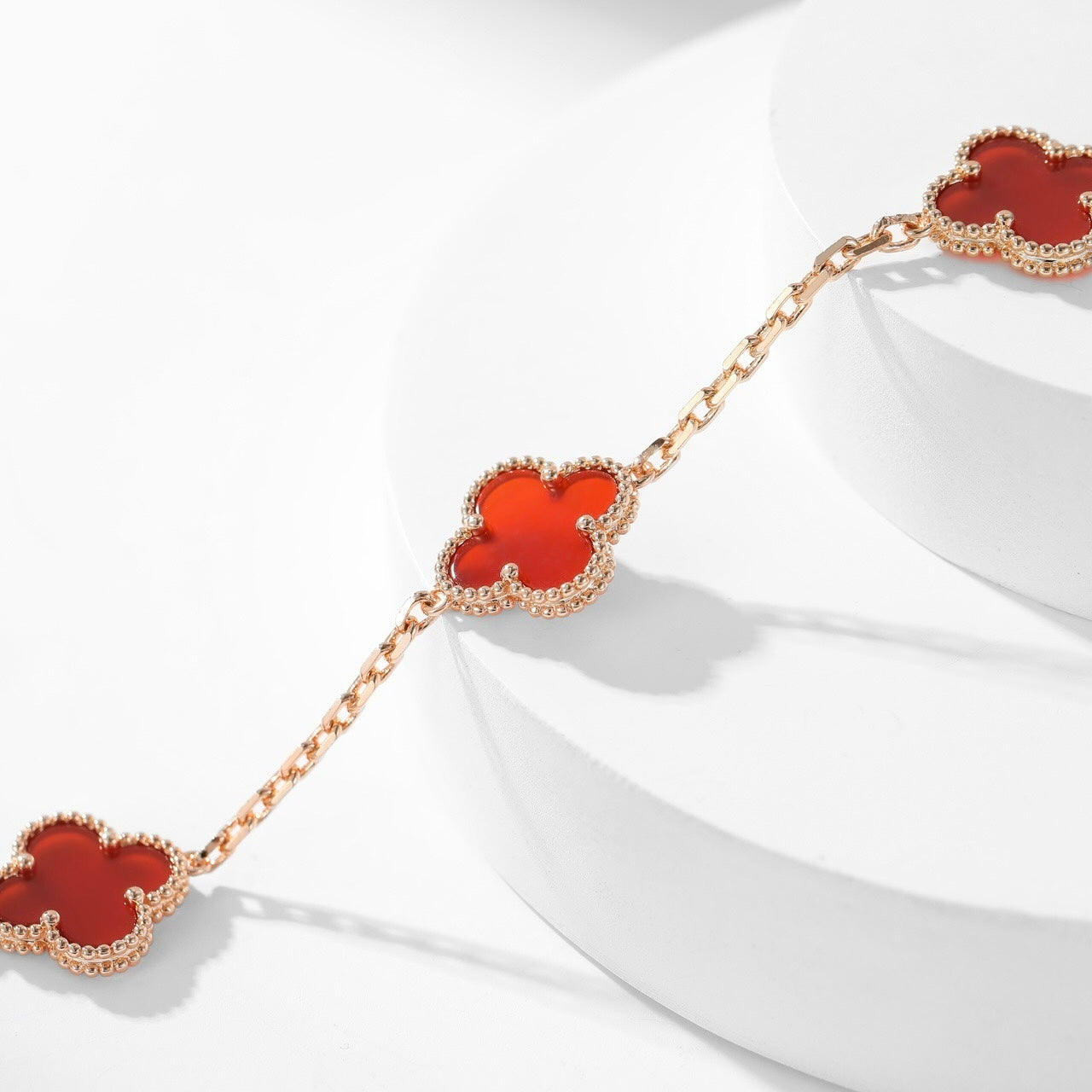 [Clover Jewelery]CLOVERS THE  10-MOTIFS CARNELIAN NECKLACE