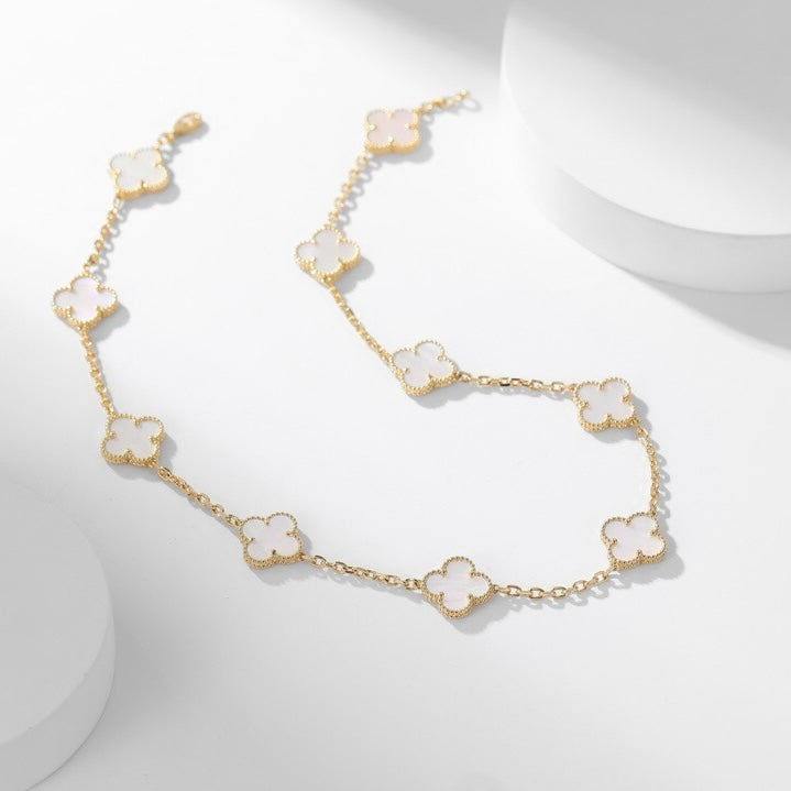 [Clover Jewelry]CLOVERS THE 10-MOTIFS WEISSE PERLMUTT-HALSKETTE