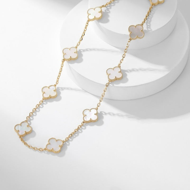 [Clover Jewelry]CLOVERS THE 10-MOTIFS WEISSE PERLMUTT-HALSKETTE