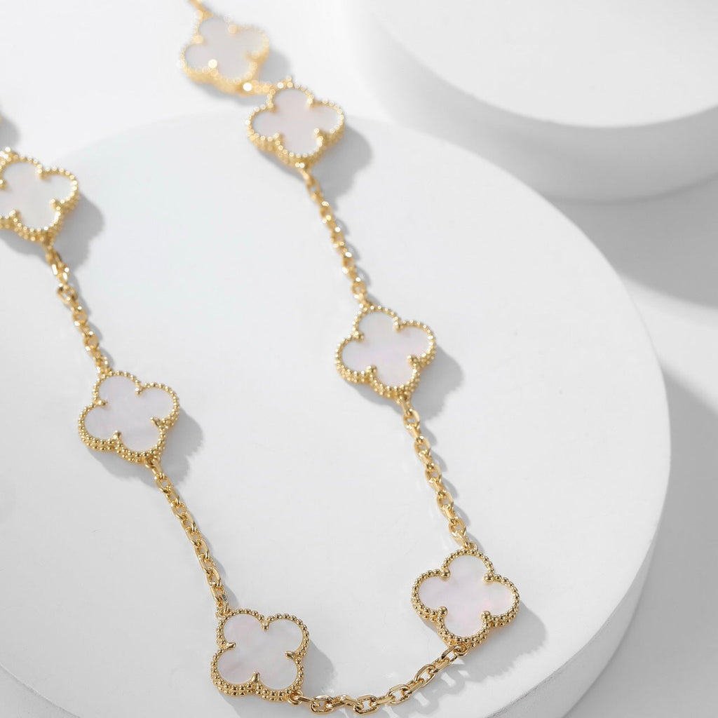 [Clover Jewelry]CLOVERS THE 10-MOTIFS WEISSE PERLMUTT-HALSKETTE