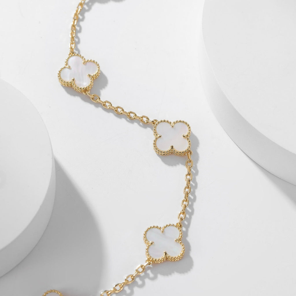 [Clover Jewelry]CLOVERS THE 10-MOTIFS WEISSE PERLMUTT-HALSKETTE