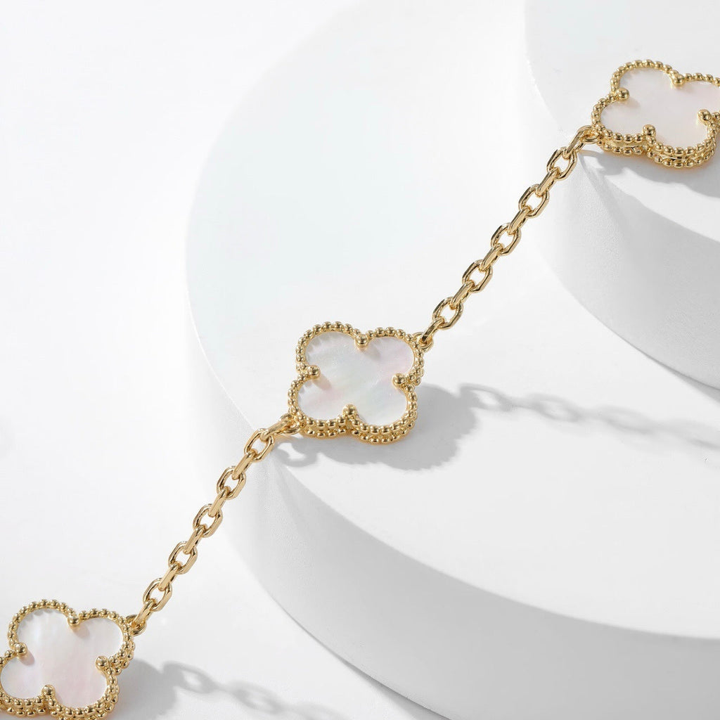 [Clover Jewelry]CLOVERS THE 10-MOTIFS WEISSE PERLMUTT-HALSKETTE