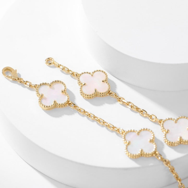 [Clover Jewelry]CLOVERS THE 10-MOTIFS WEISSE PERLMUTT-HALSKETTE