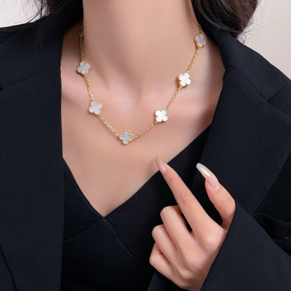 [Clover Jewelery]CLOVERS THE 10-MOTIFS WHITE MOTHER OF PEARL NECKLACE